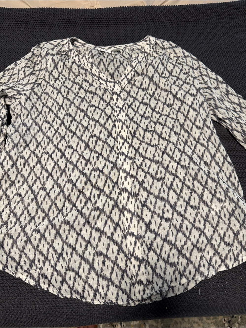 Cato Black and White Diamond-Print Button Down Shirt
